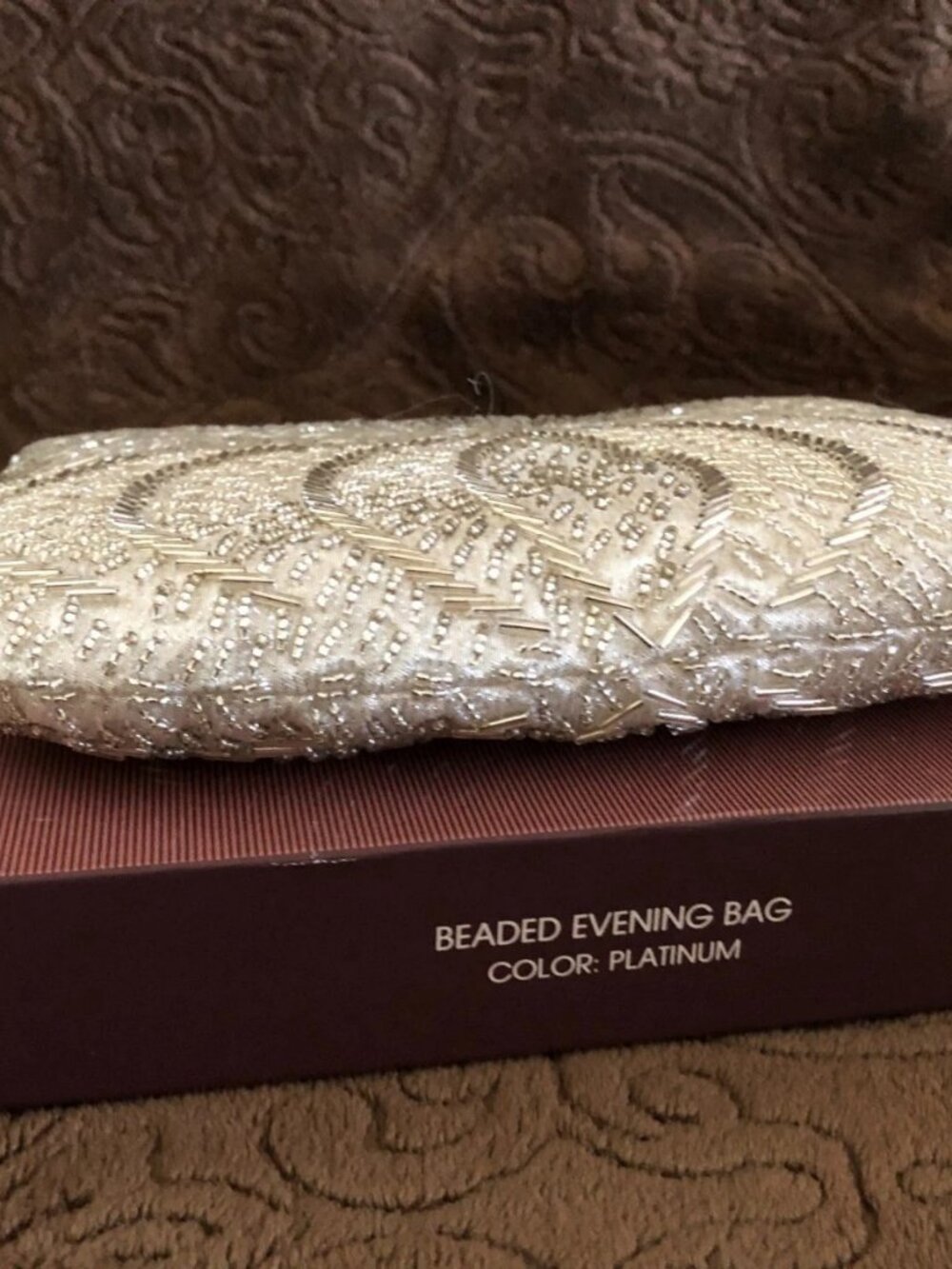 VNTG -Gallery Originals Evening purse Hand-beaded White Braid Strap 19.5 Inches - Picture 2 of 16